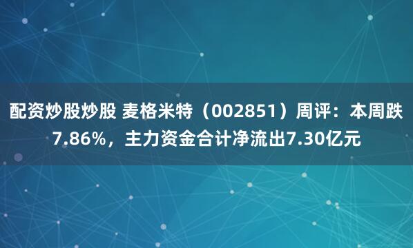 配资炒股炒股 麦格米特（002851）周评：本周跌7.86%，主力资金合计净流出7.30亿元